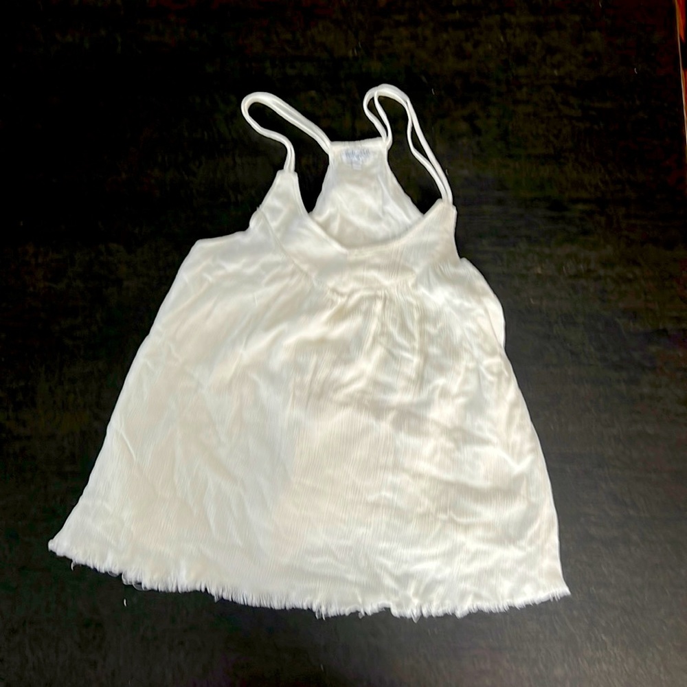 SPLENDID GIRLS OFF WHITE LINED TANK WITH RAW HEM AND LACE DOWN BACK